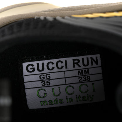Gucci Technical Knit Fabric Waves Womens Gucci Run Sneakers 35 Black Silver Giallo Neon Yellow 8 of 9