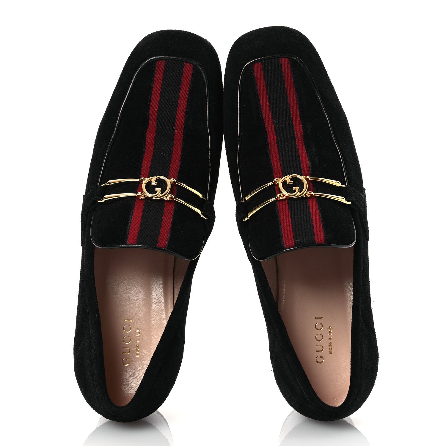 Gucci Suede Web Womens Loafers 38.5 Black 2 of 15