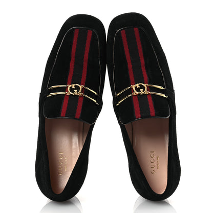 Gucci Suede Web Womens Loafers 38.5 Black 2 of 15