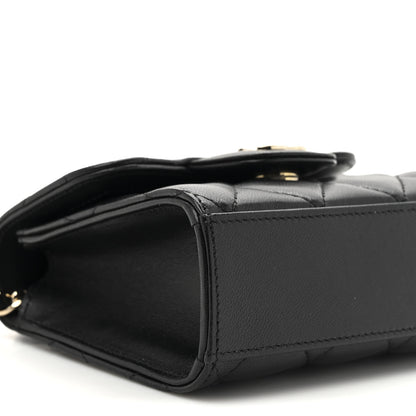 Chanel Lambskin Quilted Top Handle Flap Clutch With Chain Black 10 of 11