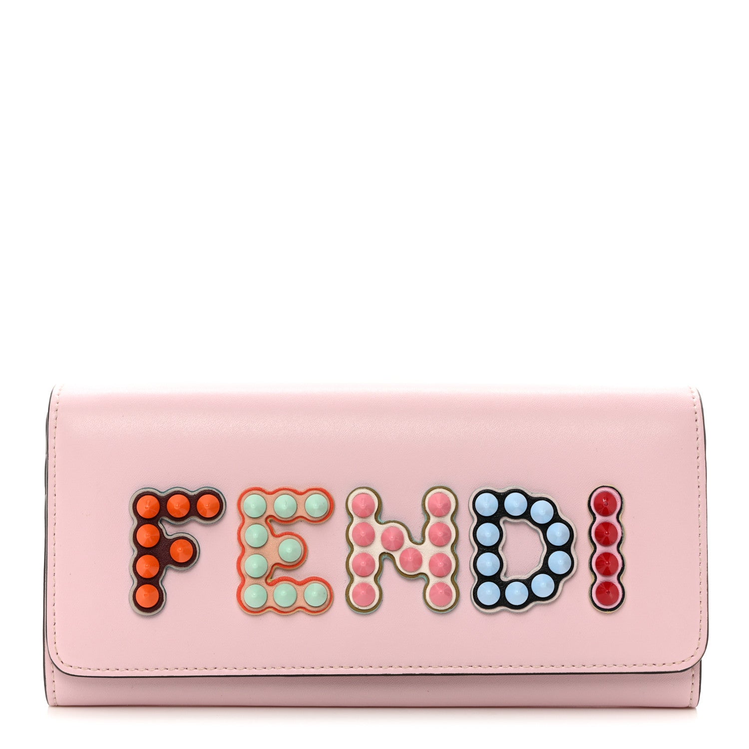 Fendi Vitello Liberty Fun Fair Studded Continental Wallet On Chain Peonia Multicolor 1 of 8
