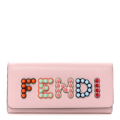 Fendi Vitello Liberty Fun Fair Studded Continental Wallet On Chain Peonia Multicolor 1 of 8