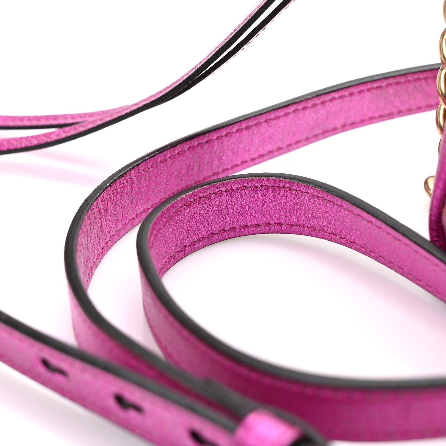 Gucci Laminated Nappa Matelasse Small GG Marmont Chain Shoulder Bag Fuxia Rosso Rosa 15 of 15