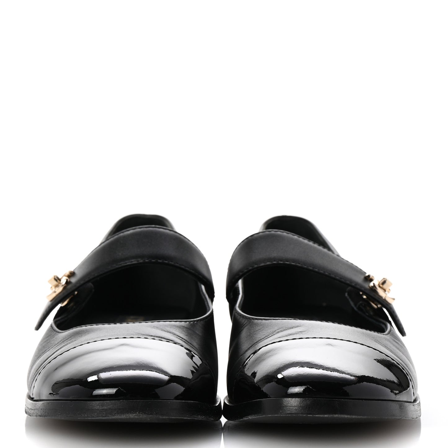 Calfskin Patent Mary Janes Flats 37 Black