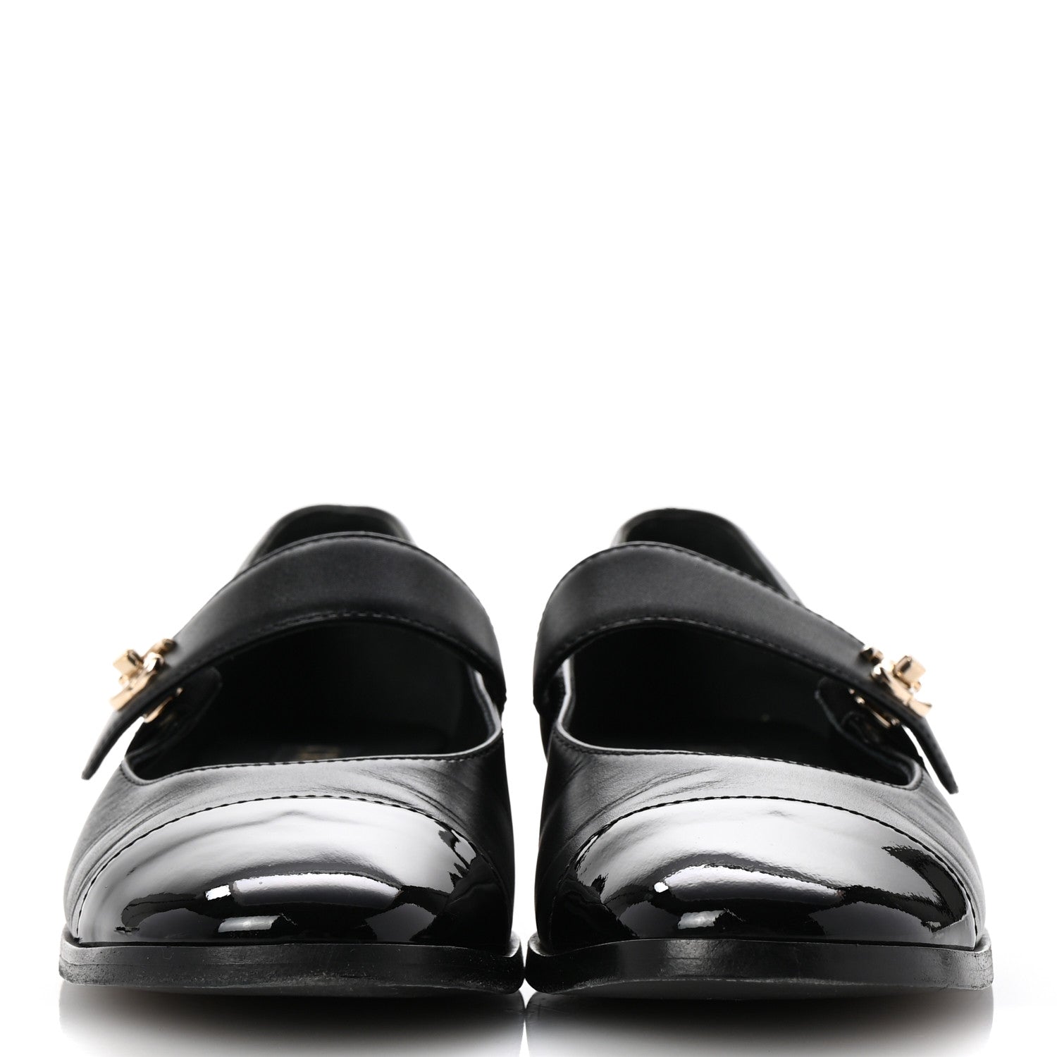 Chanel Calfskin Patent Mary Janes Flats 37 Black 3 of 12