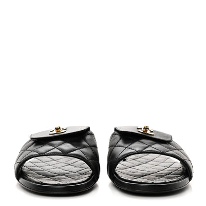 Chanel Lambskin Quilted CC Turnlock Sandals 40.5 Black 2 of 9