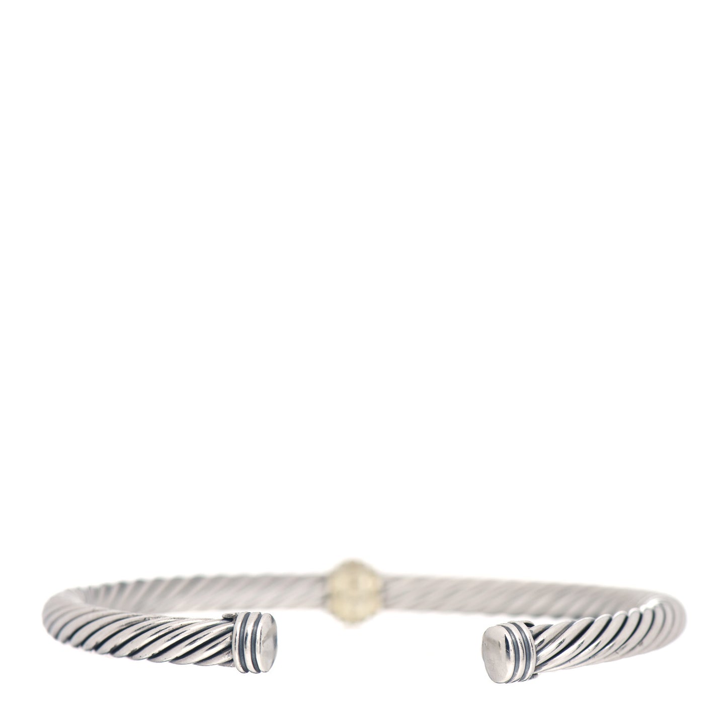 Sterling Silver 14K Yellow Gold 5mm Station Cable Bracelet