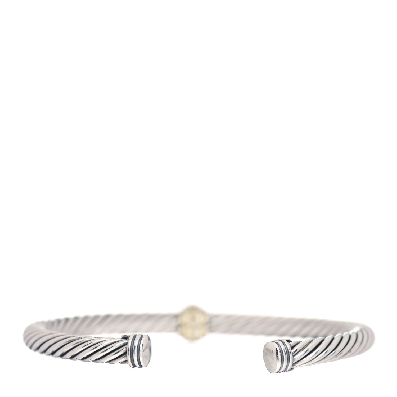 David Yurman Sterling Silver 14K Yellow Gold 5mm Station Cable Bracelet 3 of 4