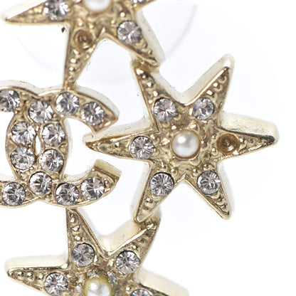 Chanel Crystal Pearl CC Star Earrings Gold 4 of 6