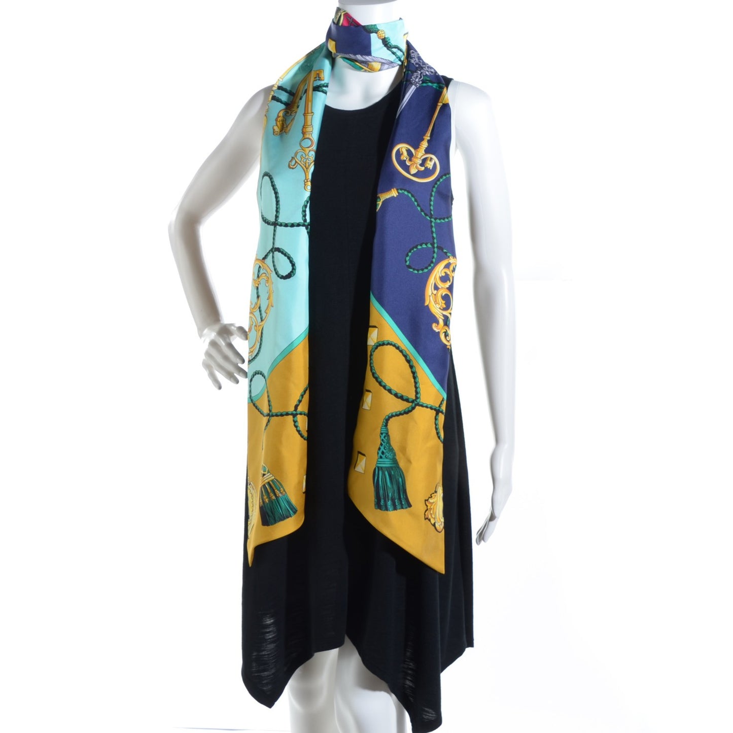 Silk Les Cles Maxi Twilly Curry Vert D'eau Marine