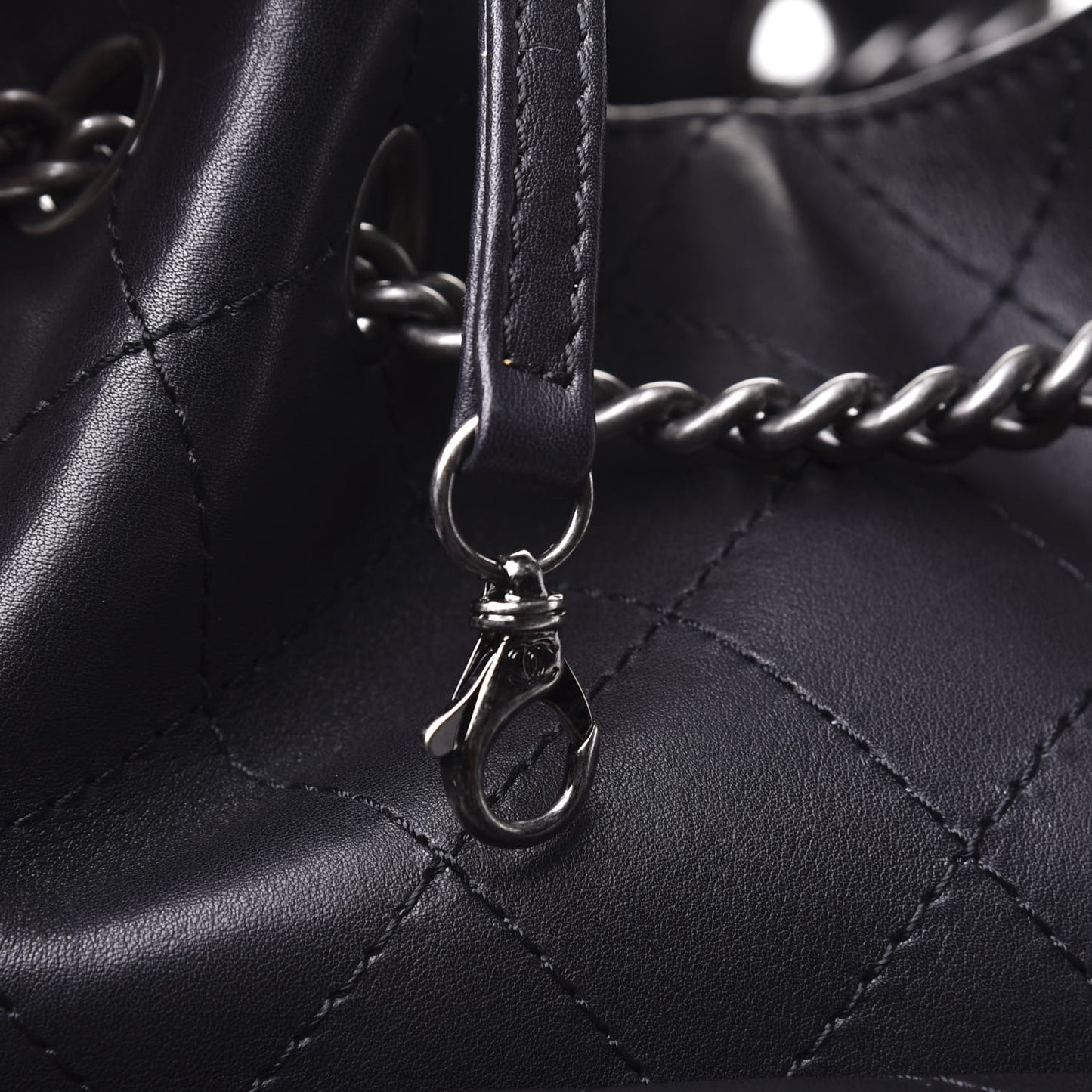 Calfskin Stitched Large Urban Luxury Drawstring Backpack Black