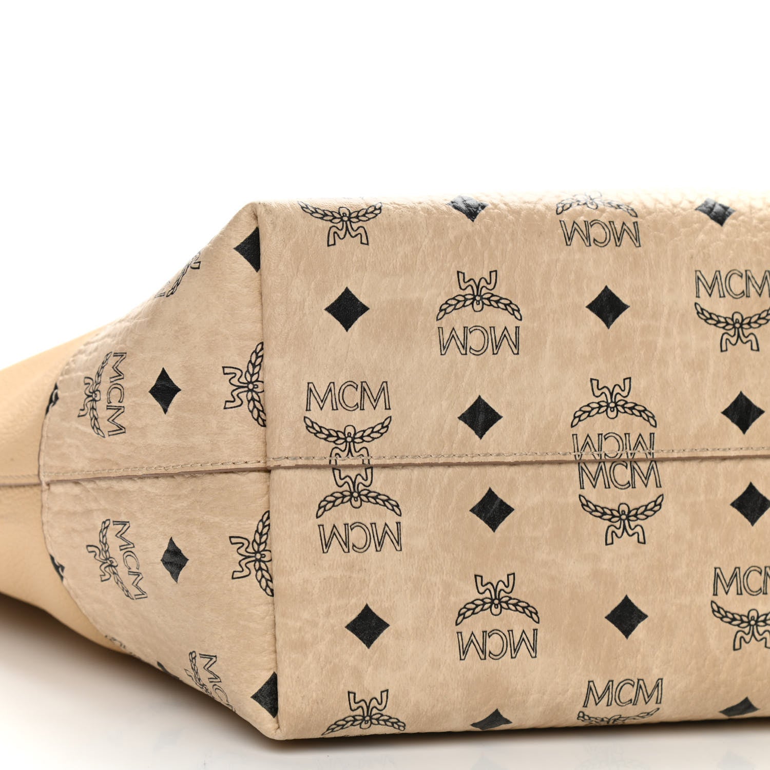 MCM Calfskin Visetos Anya Shopper Tote Beige 9 of 13