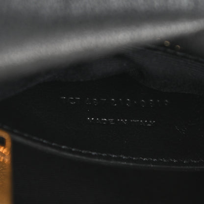 Saint Laurent Sheepskin Matelasse Chevron Monogram Medium College Bag Black 7 of 14