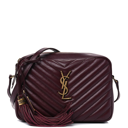 Saint Laurent Calfskin Matelasse Monogram Lou Camera Bag Dark Legion Red 1 of 5