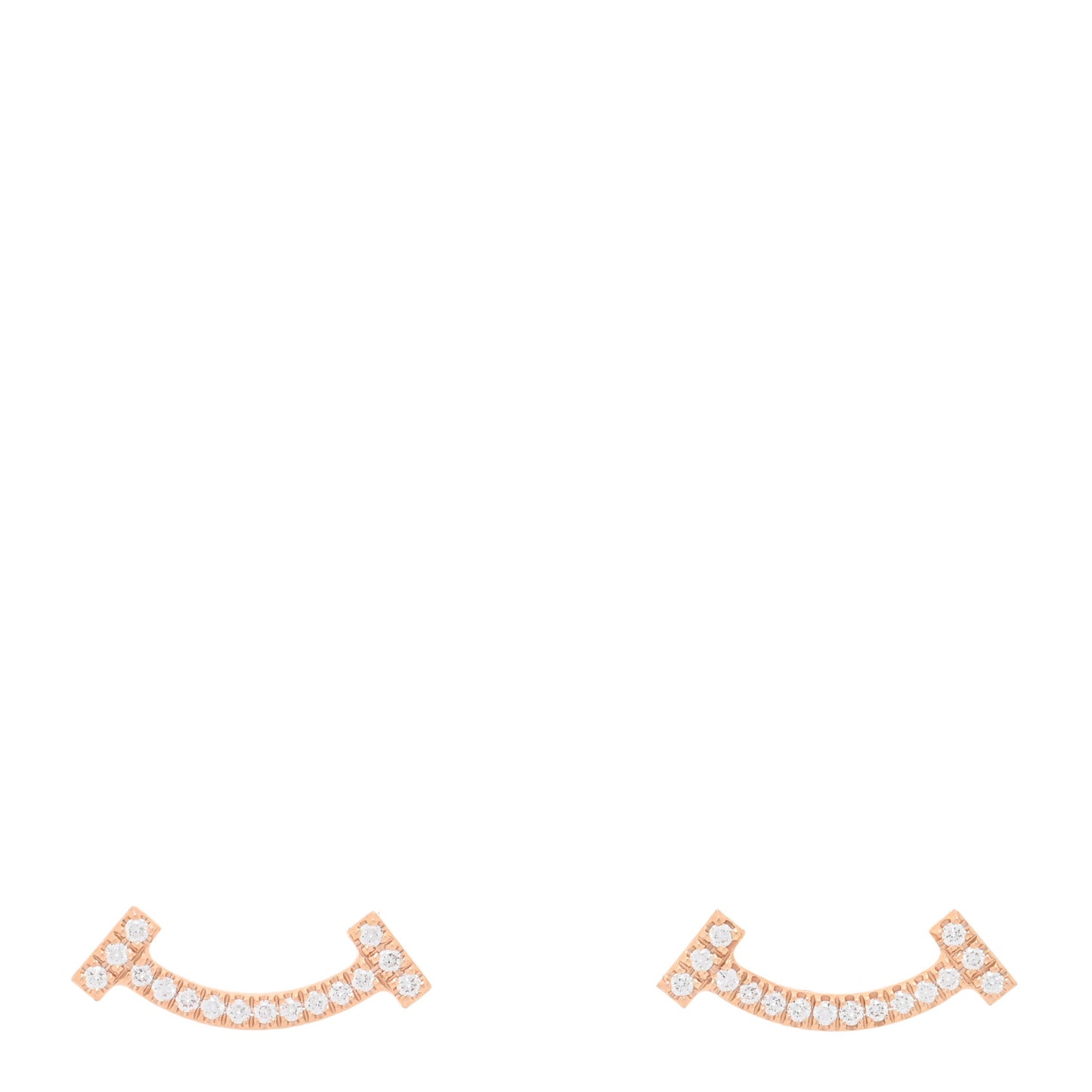 18K Rose Gold Diamond T Smile Earrings