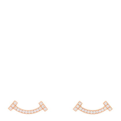 Tiffany 18K Rose Gold Diamond T Smile Earrings 1 of 4