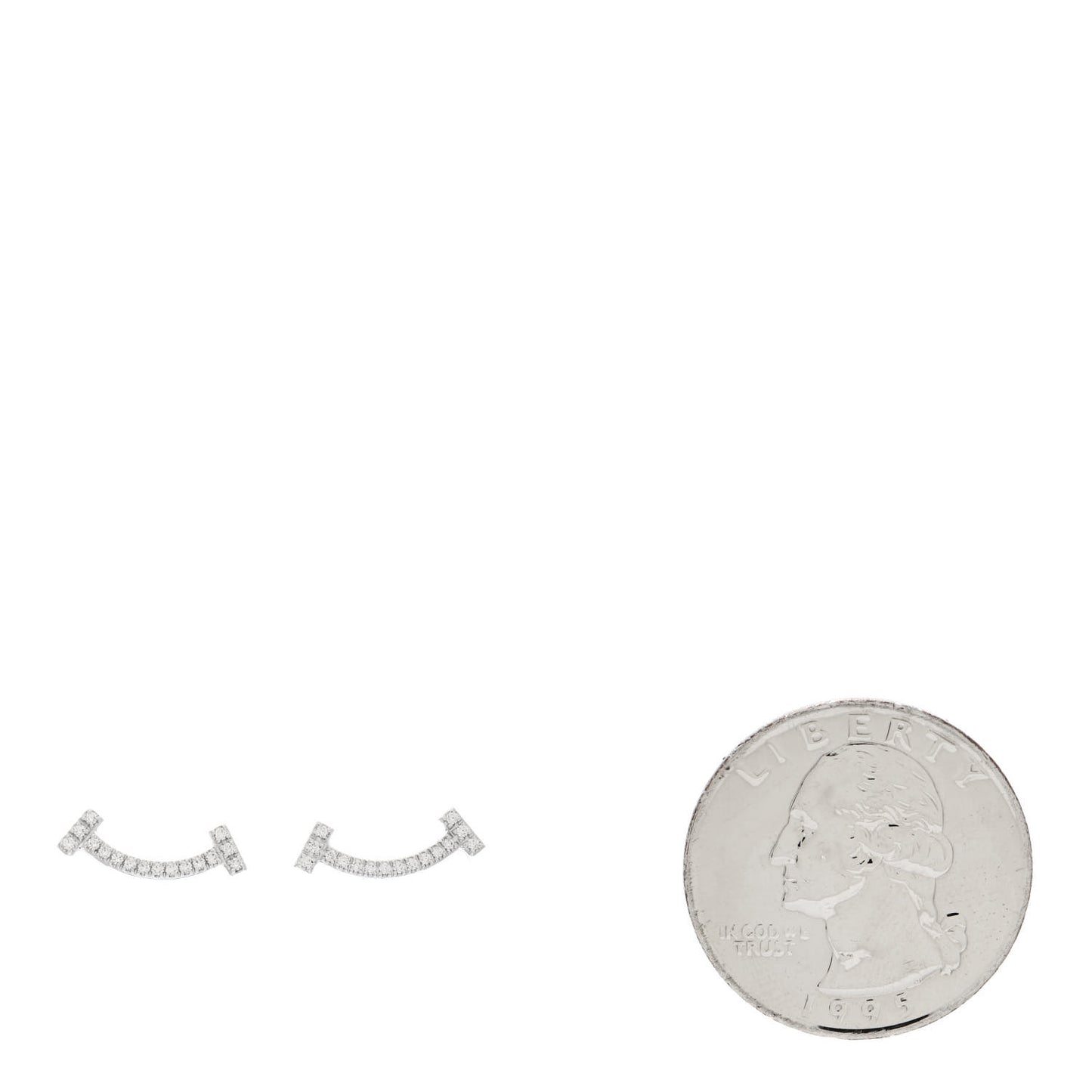 18K White Gold Diamond T Smile Earrings