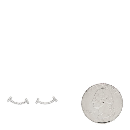 Tiffany 18K White Gold Diamond T Smile Earrings 2 of 5
