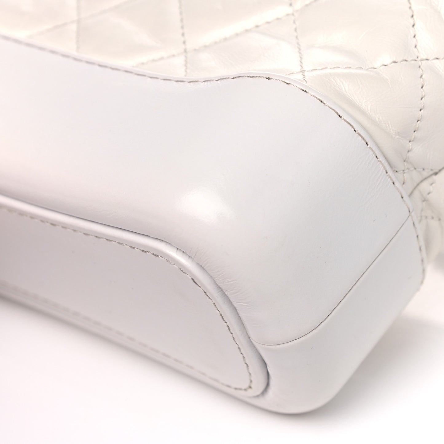 Aged Calfskin Quilted Small Gabrielle Hobo White