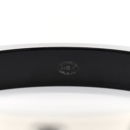 Chanel Resin Logo Bangle Bracelet White Black 3 of 4
