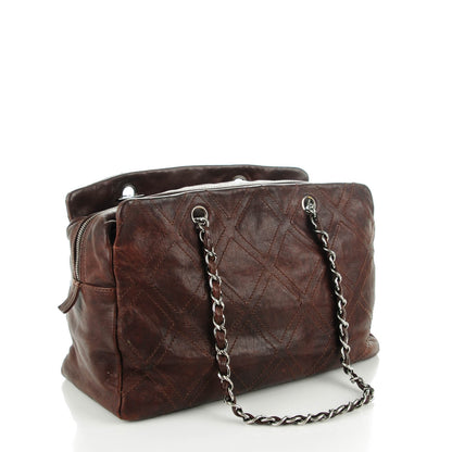Chanel Calfskin Large Diamond Stitch Tote Brown 3 of 9