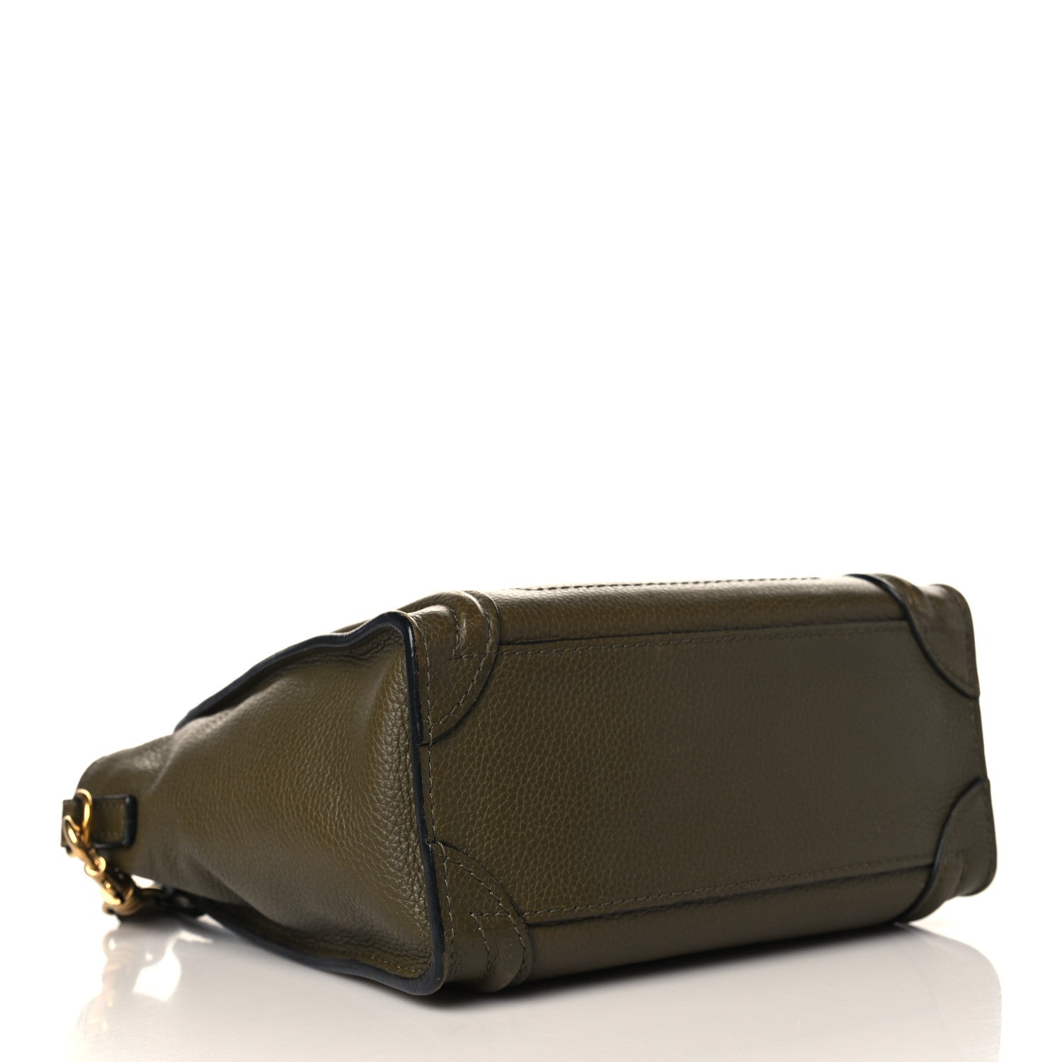 Celine Drummed Calfskin Nano Luggage Dark Olive 4 of 12