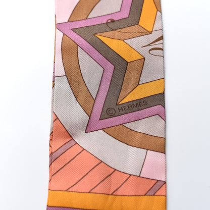 Hermes Silk La Rose Des Vents Twilly Camel Saumon Violine 3 of 3