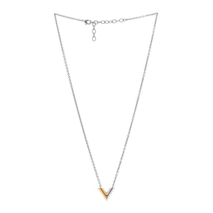 Louis Vuitton Essential V Necklace Silver Gold 3 of 5