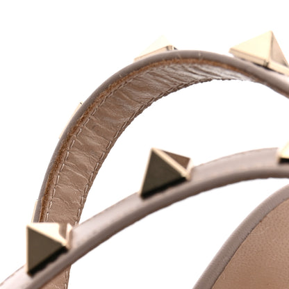 Valentino Garavani Pebbled Calfskin Rockstud Ankle Strap 100mm Pumps 40.5 Poudre 10 of 11