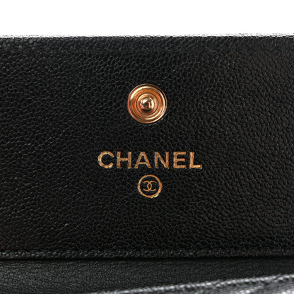 Chanel Caviar Chevron Quilted Boy Compact Wallet Black 6 of 10