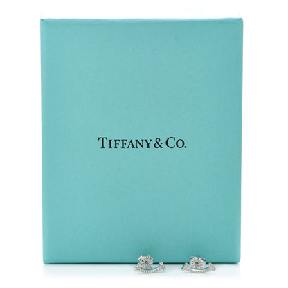 Tiffany 18K White Gold Diamond T Smile Earrings 5 of 5