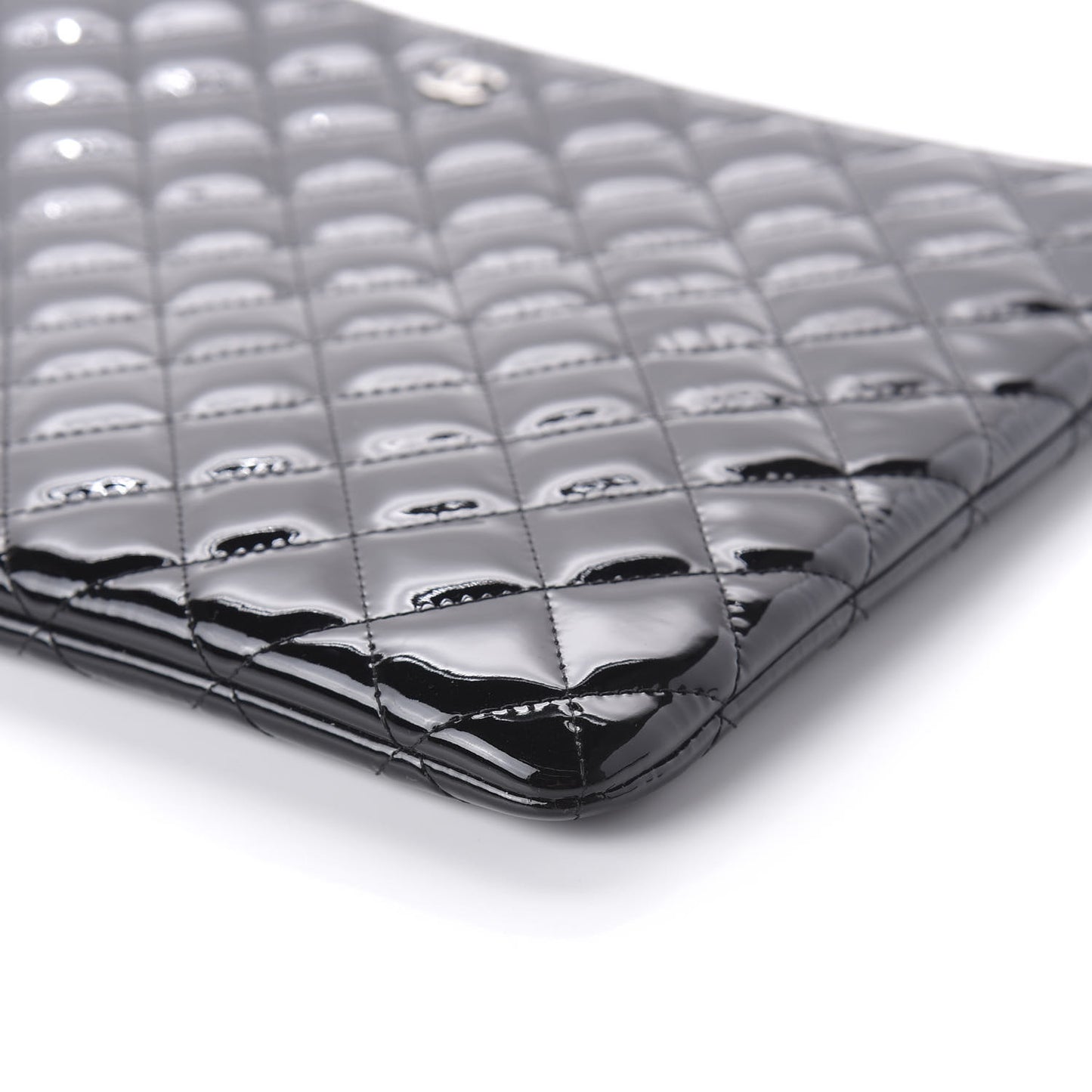 Patent Calfskin Quilted Valentine Hearts Large Cosmetic Case Black
