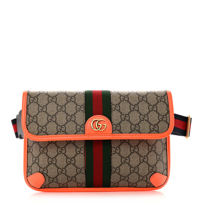 Gucci GG Supreme Monogram Web Small Ophidia Belt Bag Beige Ebony Orange Fluo 1 of 10
