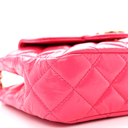 Chanel Shiny Crumpled Calfskin Quilted Small Wavy CC Hobo Pink 10 of 12