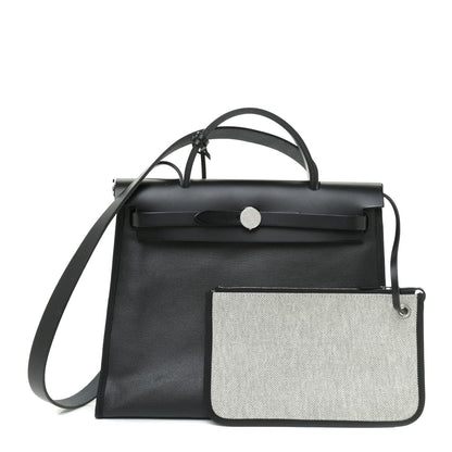 Hermes Toile H Berline Vache Hunter Herbag Zip PM 31 Black Ecru 1 of 10