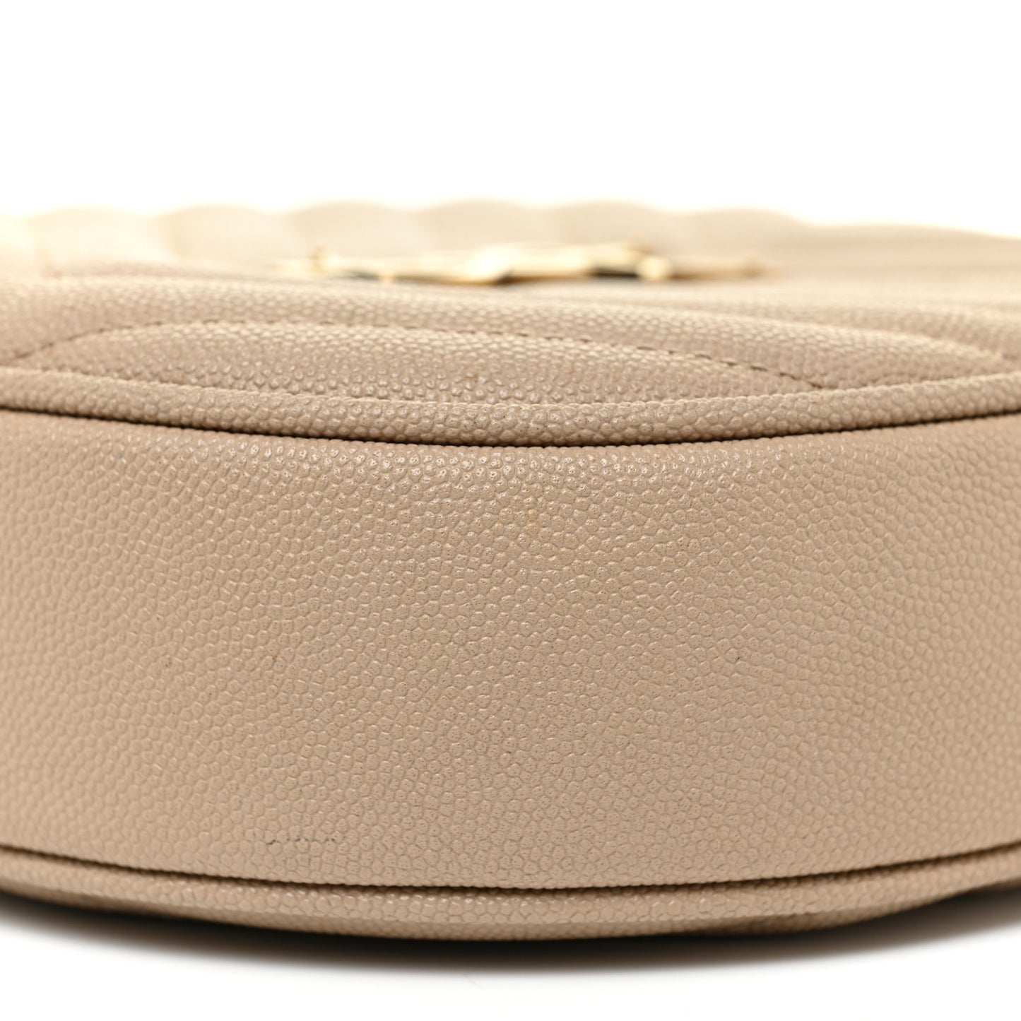 Grain De Poudre Matelasse Chevron Quilted Round Vinyle Camera Bag Dark Beige