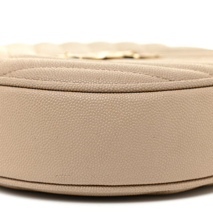 Saint Laurent Grain De Poudre Matelasse Chevron Quilted Round Vinyle Camera Bag Dark Beige 9 of 11