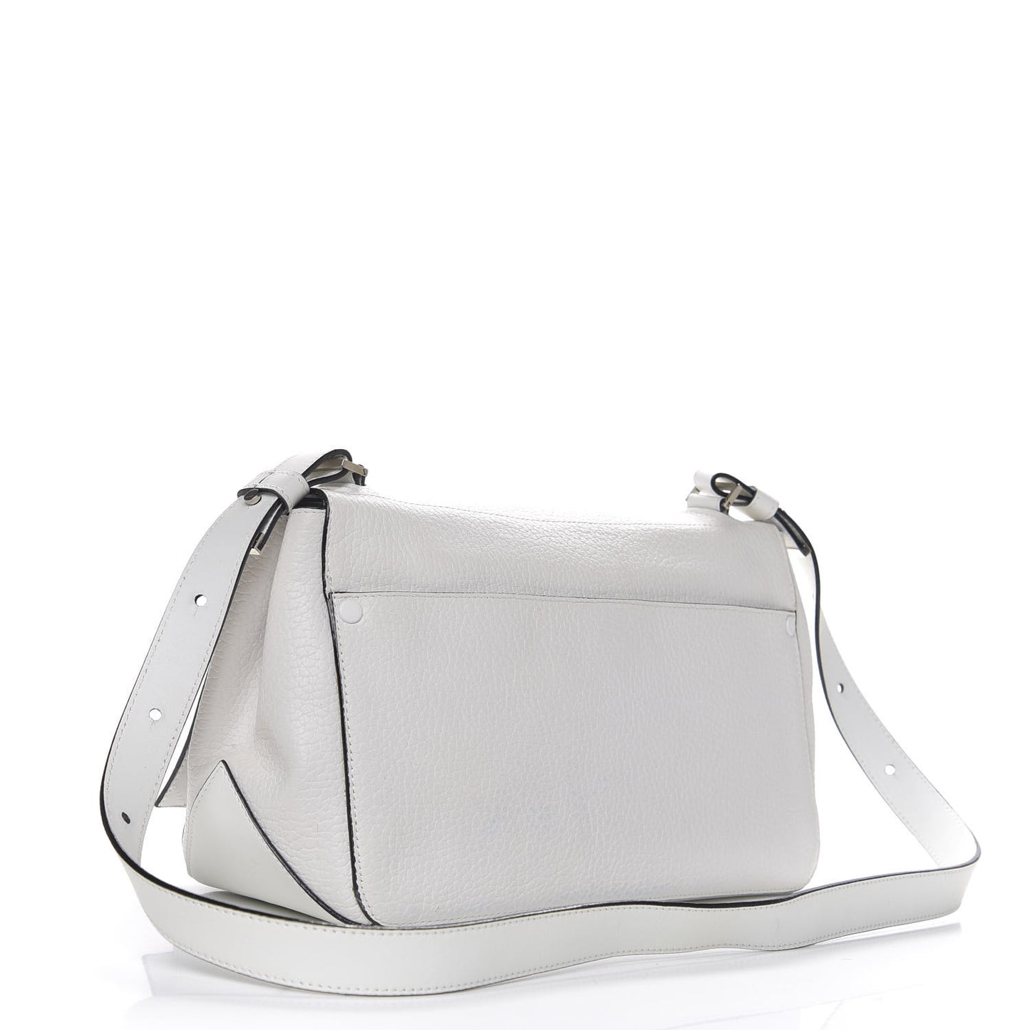 Pebbled Calfskin Double Sided PS Courier Bag White