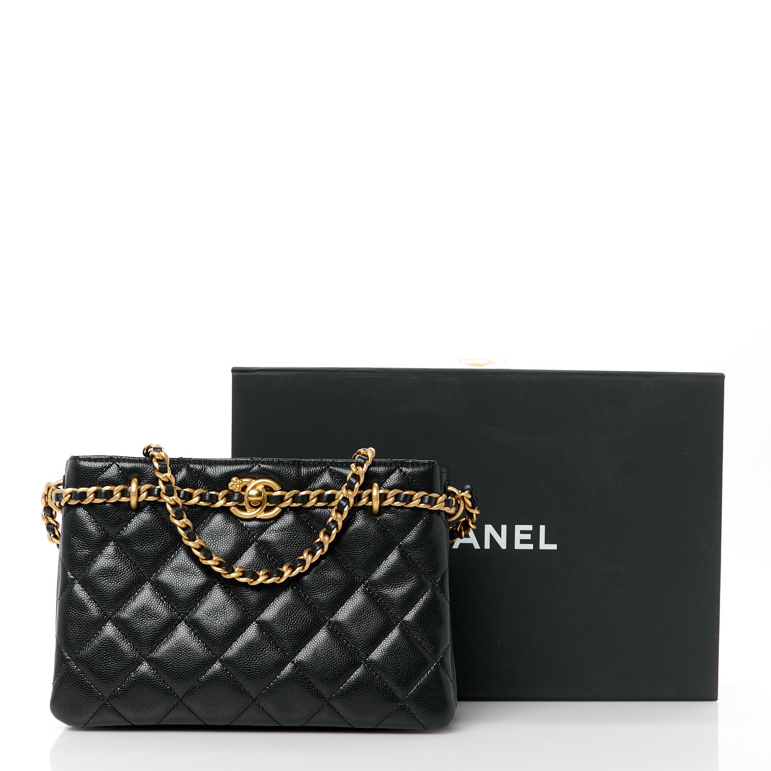 Chanel Caviar Quilted Camellia Small Shopping Bag Black 12 of 12