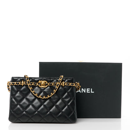 Chanel Caviar Quilted Camellia Small Shopping Bag Black 12 of 12