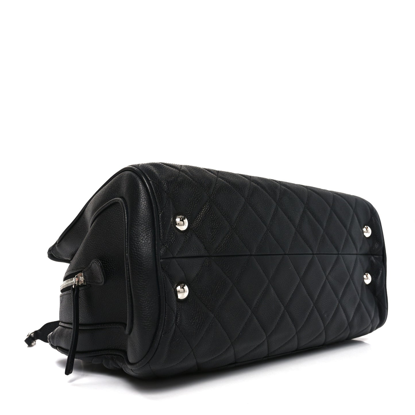 Caviar Quilted Bijoux Chain Shopping Tote Black