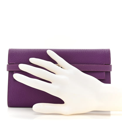 Hermes Chevre Mysore Kelly Longue Wallet Violet 2 of 12