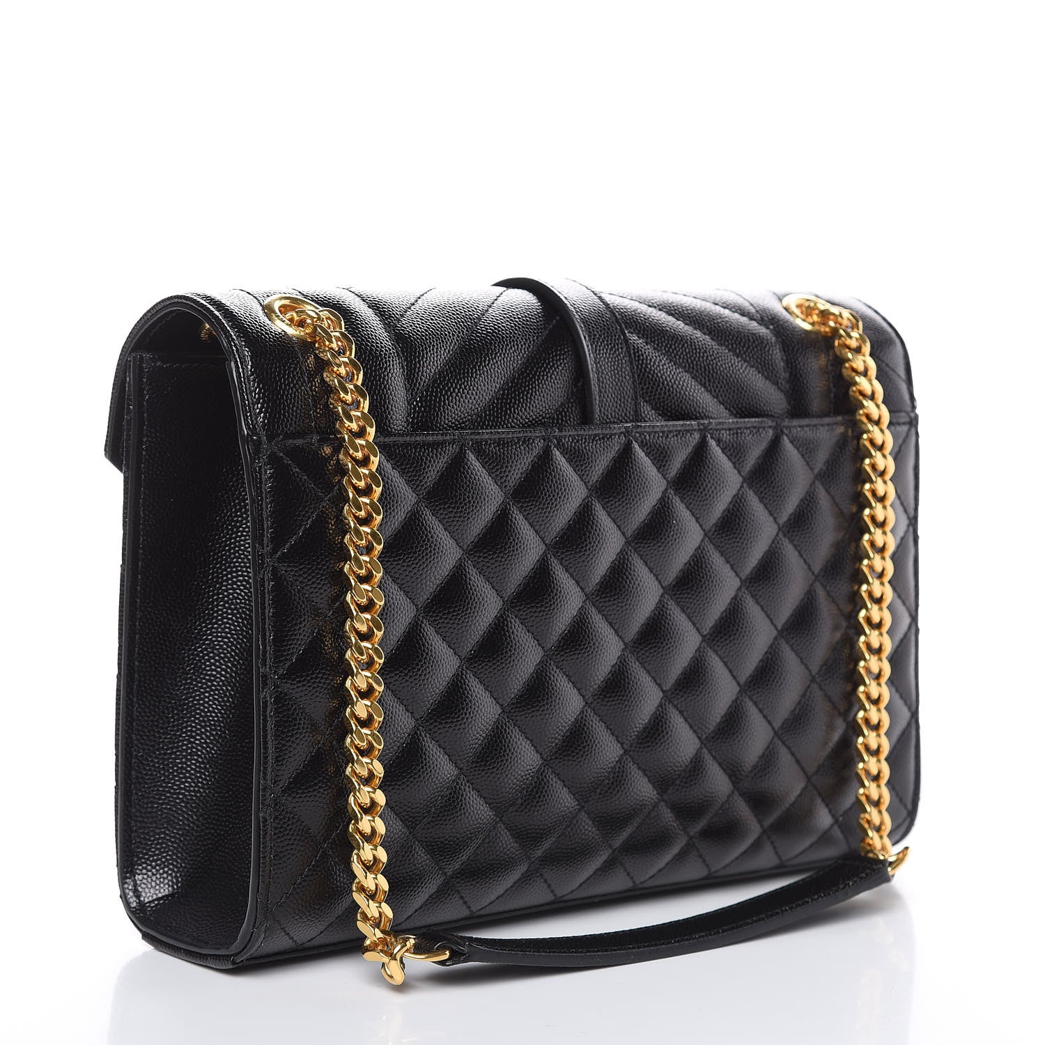 Saint Laurent Grain De Poudre Textured Mixed Matelasse Triquilt Medium Monogram Satchel Black 3 of 9