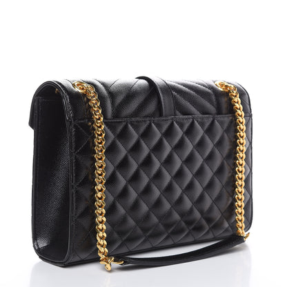 Saint Laurent Grain De Poudre Textured Mixed Matelasse Triquilt Medium Monogram Satchel Black 3 of 9