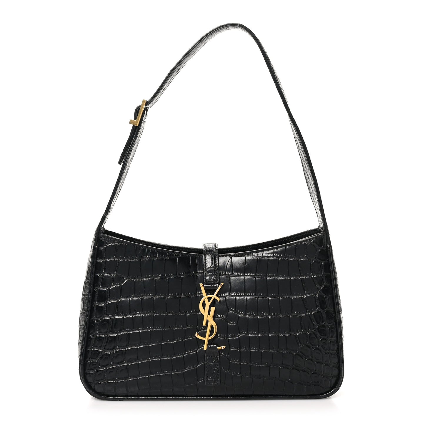 Calfskin Crocodile Embossed Le 5 A 7 Hobo Black