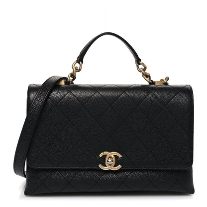 Chanel Caviar Diamond Stitched Small Top Handle Flap Black 1 of 10