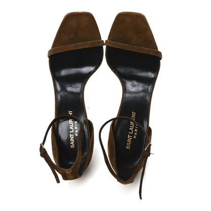 Saint Laurent Suede Calfskin Opyum 110 Sandals 38 Cachemere Gold 2 of 8