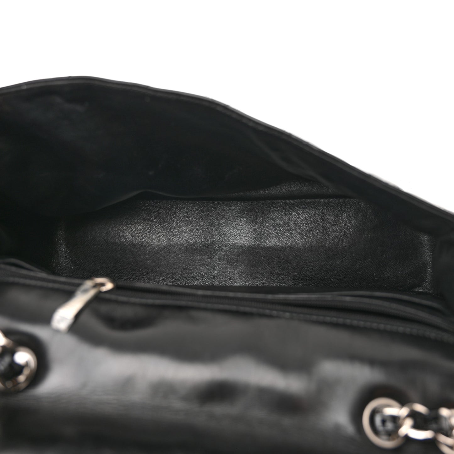 Patent Quilted Jumbo Single Flap Black
