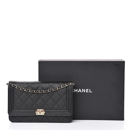 Chanel Caviar Quilted Boy Wallet On Chain WOC Black 12 of 12