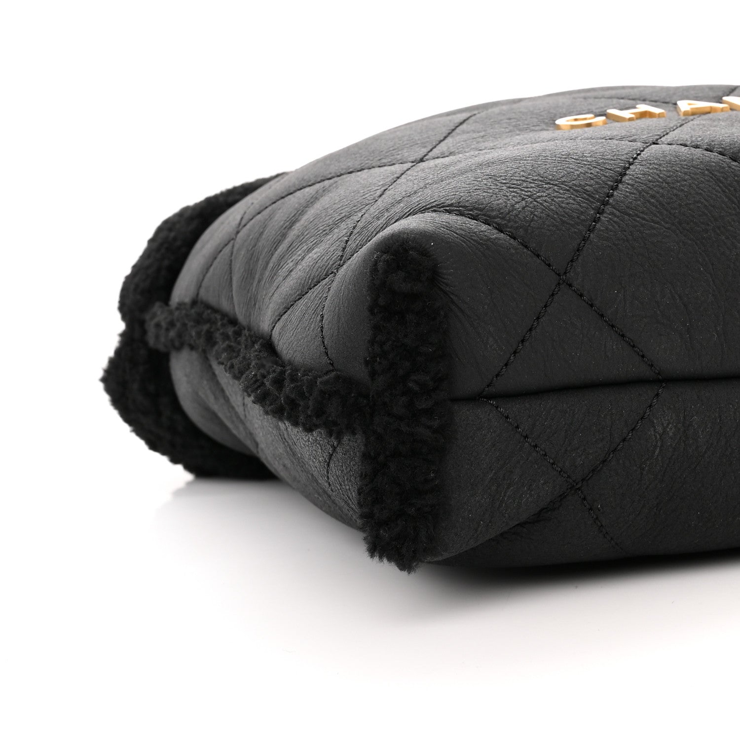 Chanel Shearling Aged Lambskin Quilted Small Chanel 22 Black 10 of 11